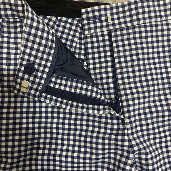 Zara Blue and White Gingham Trousers with Elastic Waist - Picture 3 of 4